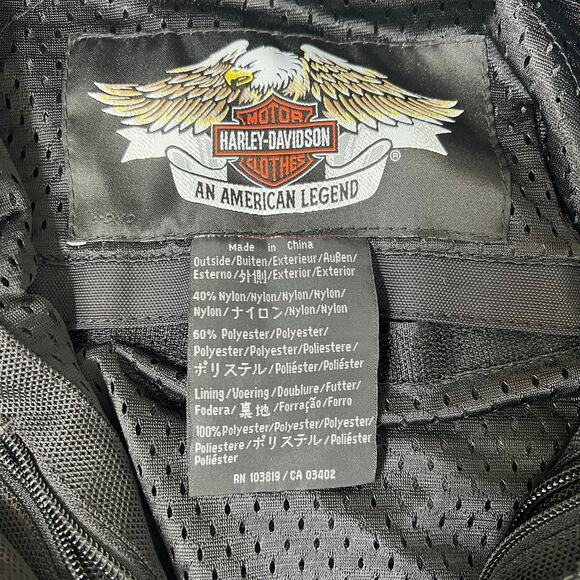 Harley Davidson Mens Black Motorcycle Jacket Mesh Armor Reflective Size Large - Picture 3 of 14